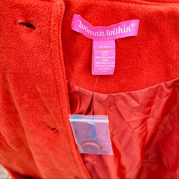WOMAN WITHIN 4X 34W Hooded Coat NWOT Machine Washable! Removable Hood - Picture 8 of 12